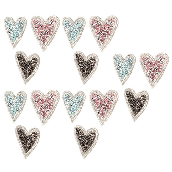 15 stk skinnende patch hjerteform Stryg på stilfulde glitter applikationer til tøj DIY Craft reparation dekoration