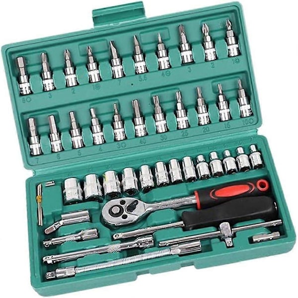 Grönt Hylsnyckelset Bilreparationsverktyg Set Glidsats Kit Skruvmejsel Verktygsset Grön Set