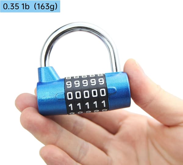 5-digit combination lock, gym lock, resettable combination lock, suitable for school lockers, toolboxes, fences, blue