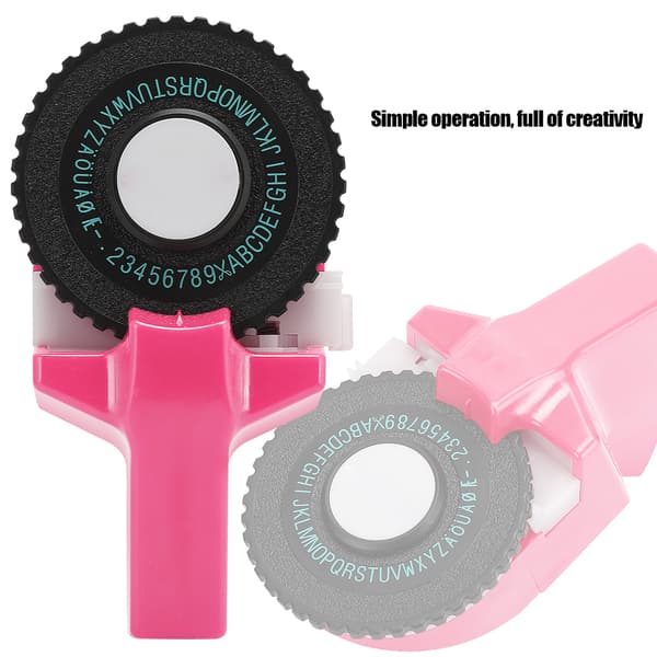 Mini Manuel Tape Maker Dekorativ Farvet ABS 3D Prægetape 9mm til Håndbog Pink