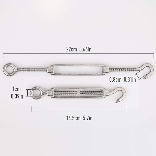 Heavy Duty 304 Rustfritt Stål Wire Rope Spenningssett - Solskjerming, Teltoppsett - Anti-Rust