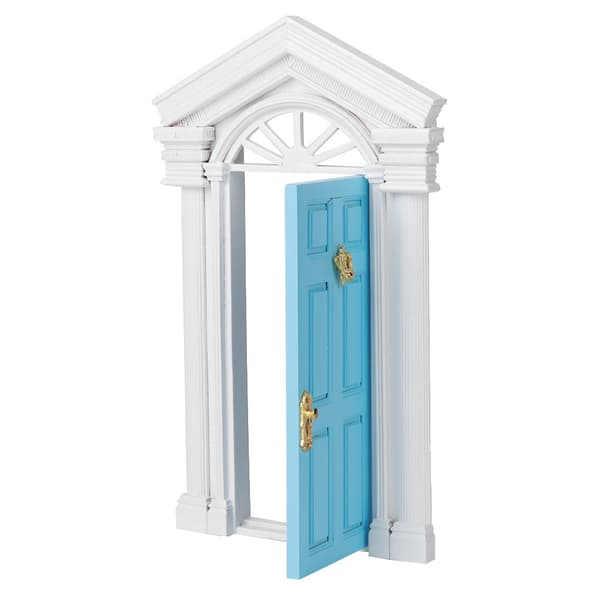 1:12 Dukkehus Miniature Lille Mini Fe Træ Birk Døråbning med Tilbehør Blå