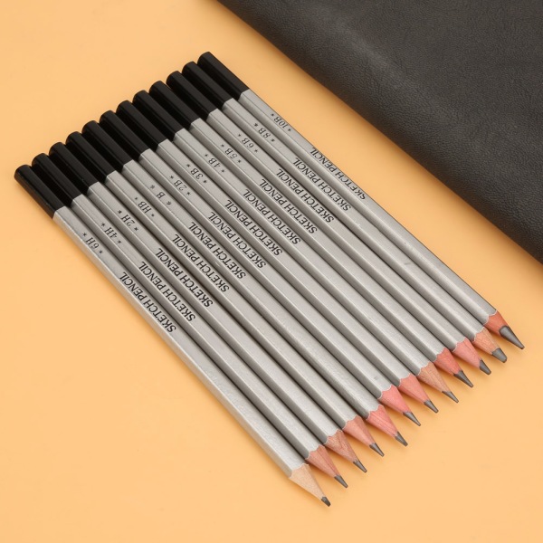 12 STK træhåndtag grafit blyantsæt Professionel kunst tegning skitsering blyanter
