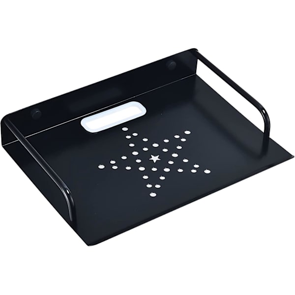 Flytande metallhylla för mediaboxar/Blu-ray-spelare/TV-boxar/högtalare/modem - Svart, väggmontering för liten projektor och 1-delad router