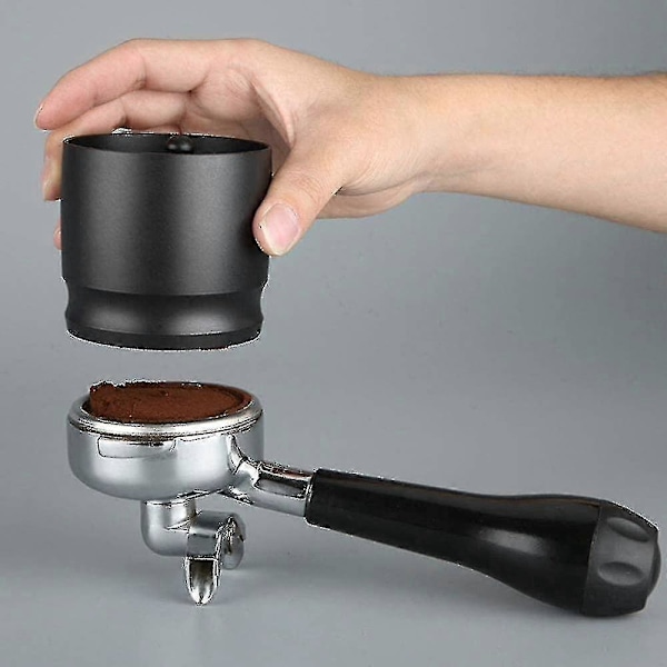 58mm Kaffedoseringskopp, Espresso Doserings Tratt i Aluminiumlegering Kaffedoseringsring Distributör Kaffemaskin Tillbehör (1st, Svart) -CNJR