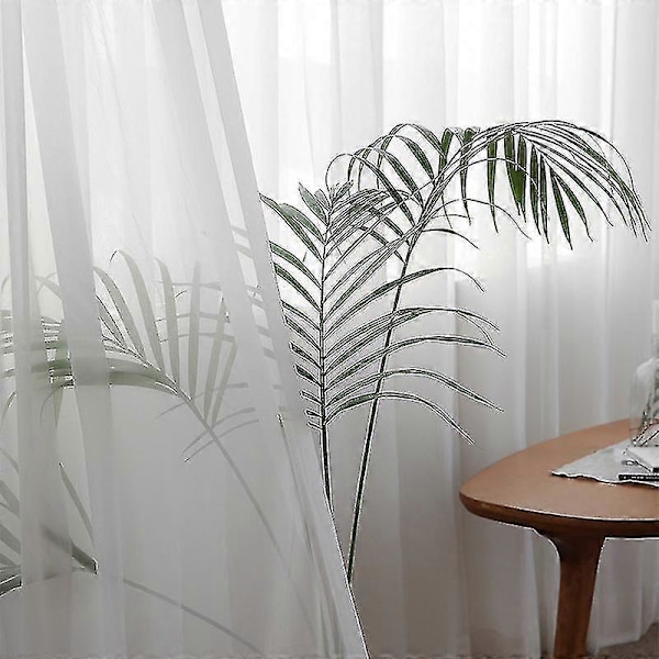 Vita tyllgardiner för vardagsrumsdekoration Modern chiffong Enfärgad skir voile - storlek, färg: b300 x h250 cm Stångficka