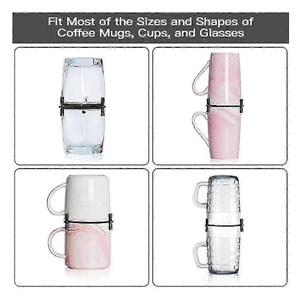 6 stk. Kaffekrus Holder Justerbar Drikkevare Stabler Organizer Stabelbar Kaffekop Organizer Kop St