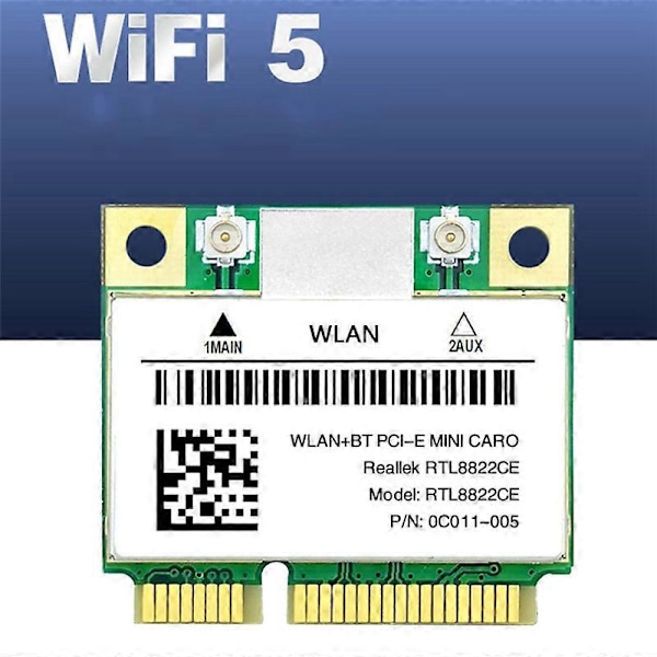 RTL8822CE WiFi-kort+Antenne 1200Mbps 2.4G+5Ghz 802.11AC Netværk