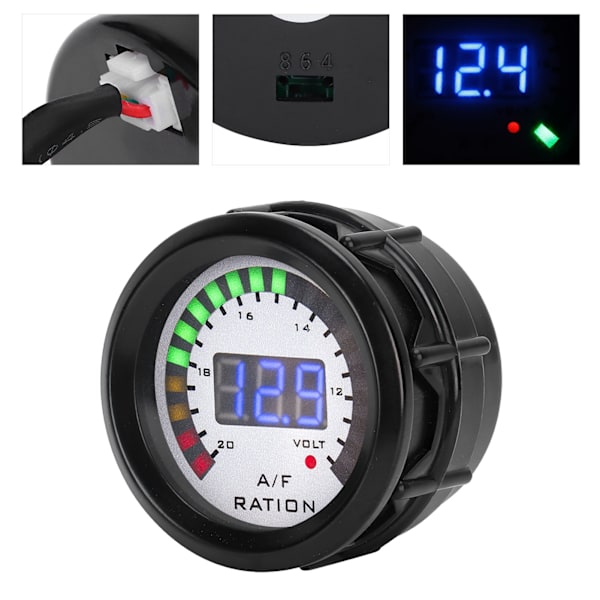 52mm bil luft-drivstoffforholdsmåler LED blå digital for 12V 4/6/8 sylinder bensinbil