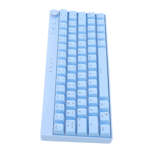 3 moduser trådløst mekanisk tastatur 64 taster trådløst 2.4G Type C kablet N Key Rollover Blått mekanisk tastatur med knott RGB Blå bryter