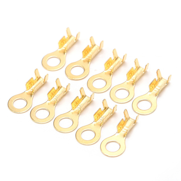 100 stk. ringterminaler i messing, koldpressede kabelkrympeender, stik M4 4,2 mm