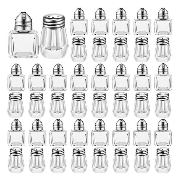 Mini Salt- och pepparströare, genomskinliga kryddströare, silver