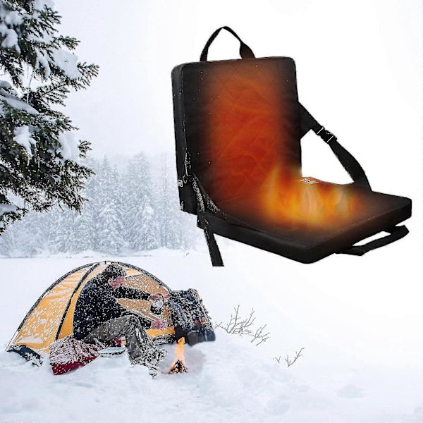 Sammenleggbar Oppvarmet Sittepute for Camping - Portabilitet, 3 Temperaturinnstillinger, Vanntett Materiale & Flerbruksbruk - Perfekt for Camping, Piknik