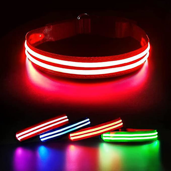 Oppladbart LED-Hundehalsbånd med Lys, Blinkende Halsbånd og Vanntett Sikkerhet med Justerbart LED-Halsbånd for Små/Middels/Store Hunder Supe