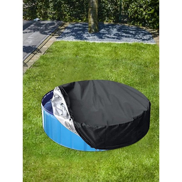 Vattentätt Runt Spabadskydd Utomhus, Vattentätt Spabadskydd, UV-beständigt Vindtätt Badkarsskydd för Pool, Svart, 200×30cm