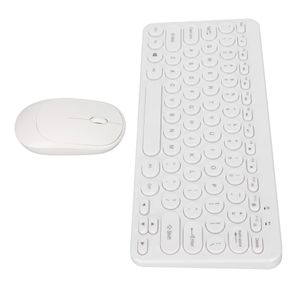 Tangentbord Mus Combo 2.4G trådlösa runda knappsatser Ergonomisk design Tyst mus USB mottagare Tangentbord och mus vit