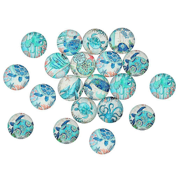 4 x 20 stycken Glas Havsfisk Flatback Scrapbooking Kupol för Hantverkstillbehör
