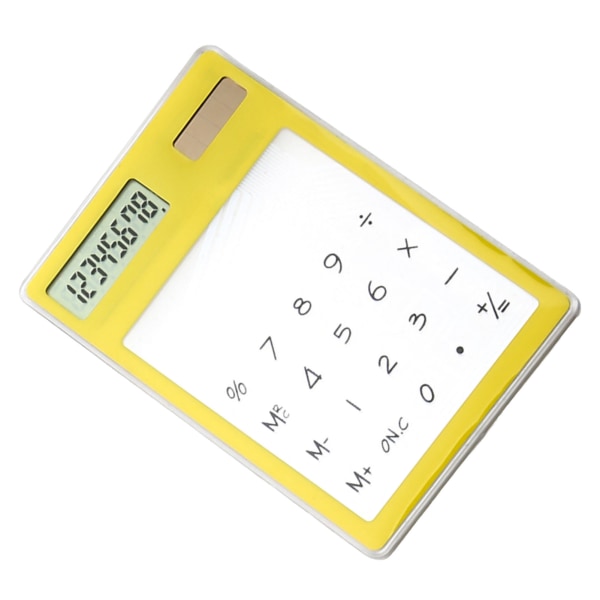 Solar Powered Lommeregner Touch Screen 8-cifret LCD Display Bærbar Transparent Lommeregner til Office School Home Gul