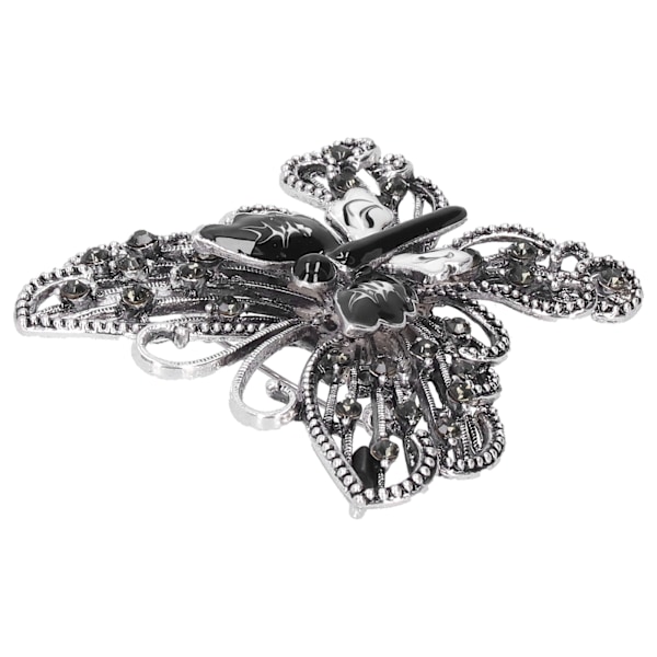 Brosch Pin Diamante ihålig fjärilsmönster Slipstift Kavajnålar Fest Corsage Tillbehör Svart
