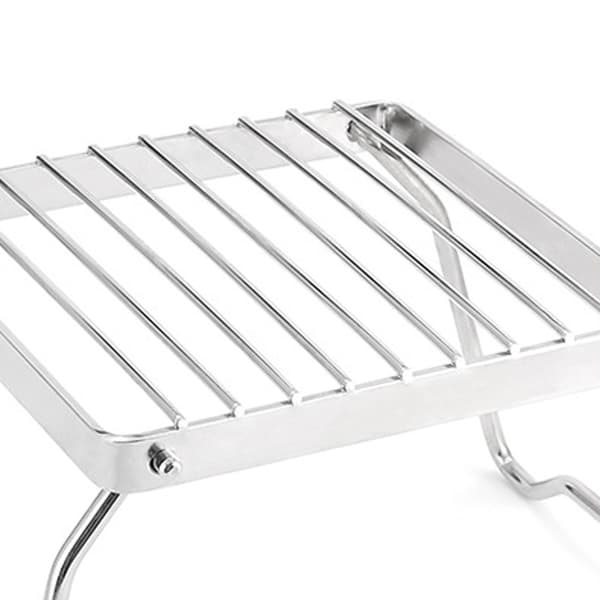 Fällbart Eldstadsgrill i Rostfritt Stål, Randigt Grillställ, Bärbar Spisställ, Stativ för Utomhuscamping