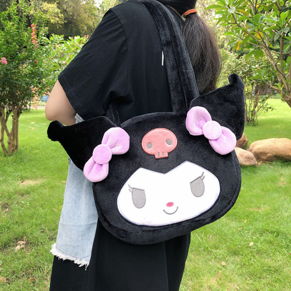 Høst Vinter Plysj Underarm Bag Søt Myk Jenter JK Uniform Fluffy Skulder Bag Kvinner Tote Svart Kanin
