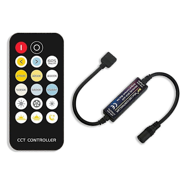 LED Controller Mini Trådløs RF 17-Tasters Fjernbetjening Konstant Tryk To-Farvet Lys RGB+CCT LED Strip Controller