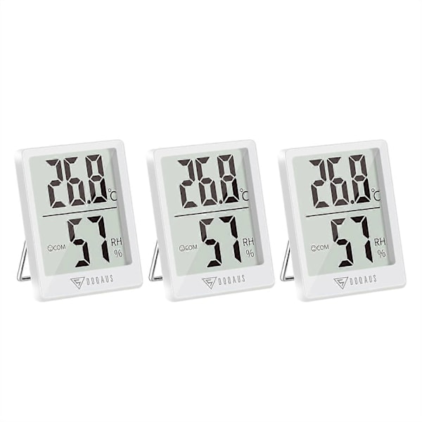 Noggrann Digital Hygrometer för Inomhusbruk, Inomhustermometer Temperaturmätare med Komfortikon för Växthus Kontor (Svart)