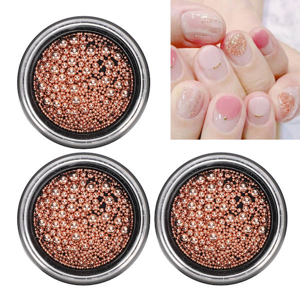 3 Box Nail Art Muodikas teräspallokynsi Tee itse metalliset mikrohelmet manikyyrityökaluGZ11