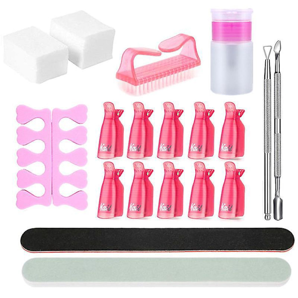 Plast-akryl Nagelkonst Soak Off Cap Clip UV Gel Polish Remover Wrap Verktyg (Rosa)