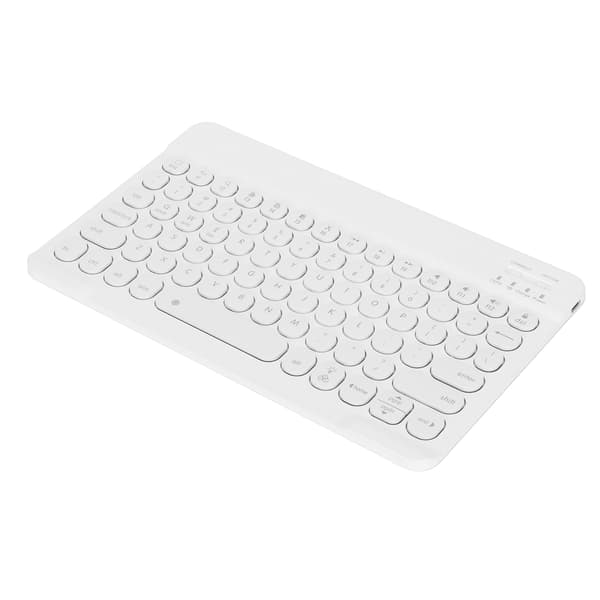 Trådløst tastatur med runde taster 10 tommer baggrundsbelyst børstet computertilbehør til Android/WIN/IOS Hvid