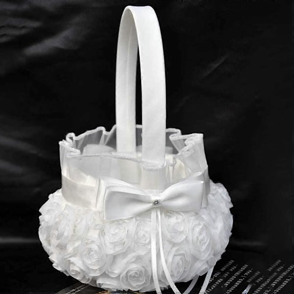 Blomsterpigekurv Blomsterbarn Bryllupskurve Rose Blomster Broderikurv Delikat Bryllupsblomster Dekoration 2 stk