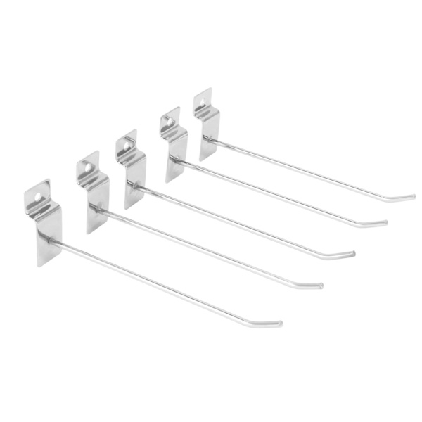50 st Slatwall-krokar Spårplatta krok Spårad platta Enkla tråd krokar för detaljhandelsdisplay 15 cm 3,3 mm diameter Silver
