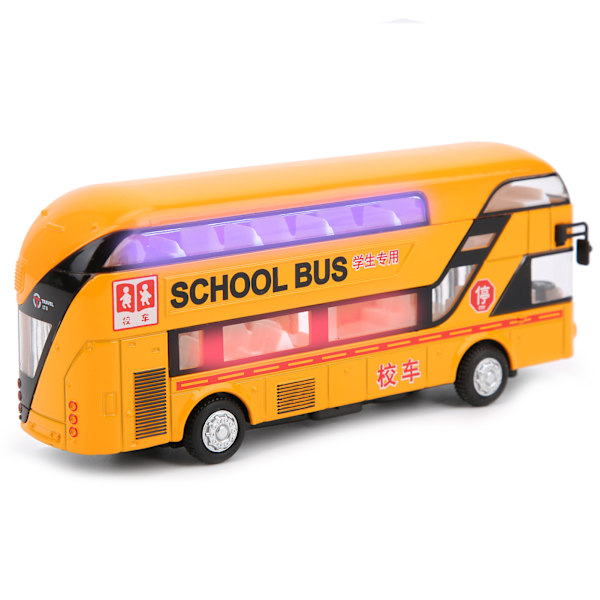 1:50 Barn Dubbeldäckare Buss Leksak Barn Ljud Ljus Simulering Legering Pull-Back Bil LeksakGul