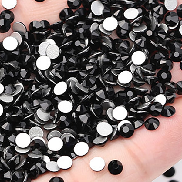 1440 stk Nail Art Rhinestone DIY Flatback Glass Shiny Nail Decoration Rhinestone Beads Black