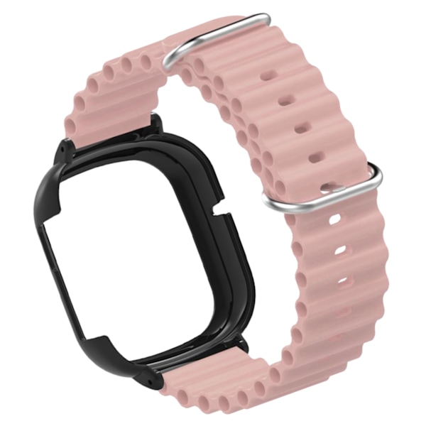 Smart Watch Cases PC Beskyttende Skal Ur Skærmbeskytter Bezel Ring Ramme med Silikone Urrem til Honor 4 Pink