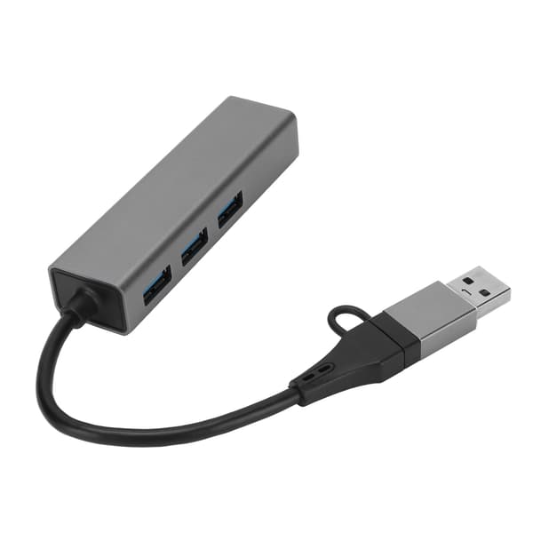 USB3.0-hub 5 Gbps Plug and Play 4-portars aluminiumlegering USB C till RJ45-adapter för Windows för Linux för OS X Silvergrå