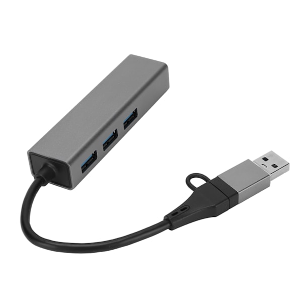 USB3.0 Hub 5Gbps Plug and Play 4-ports aluminiumslegering USB C til RJ45-adapter til Windows til Linux til OS X Sølvgrå