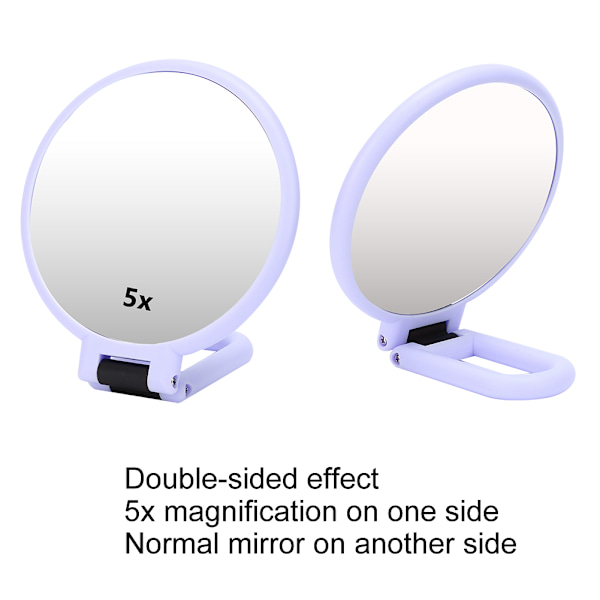 5X Förstorande Vikbar Justerbar Sminkspegel Rese Bärbar Makeup Mirror Purple