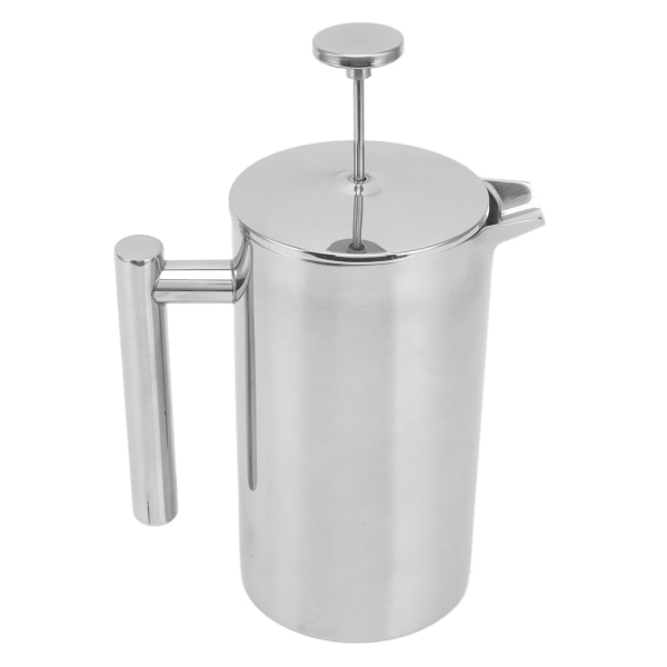 Fransk press kaffebryggare 304 Rostfritt stål Dubbelväggig tekanna Handbryggd kaffepress med filterskärm 1000ml