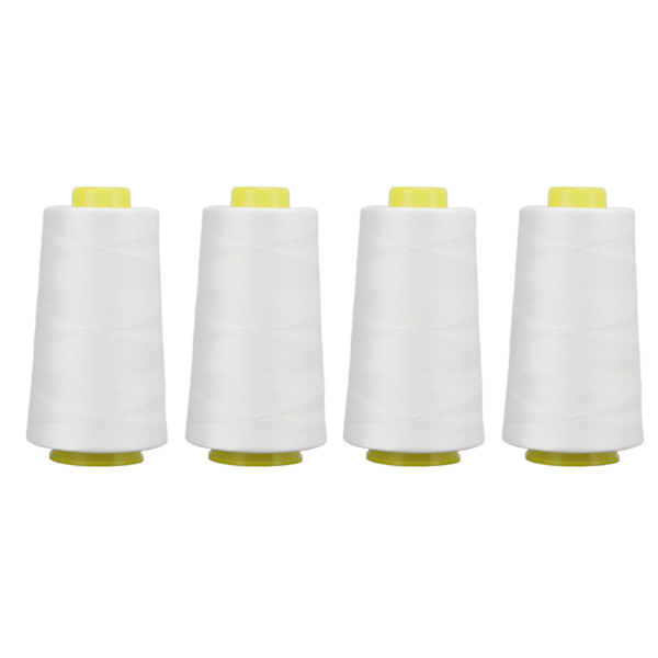 4 st Sergertråd Vit Premium Polyester Robust Slitstark Slitstark Mycket Använd Vit Tråd