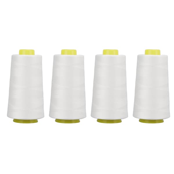4 stk. Sergertråd Hvid Premium Polyester Robust Holdbar Slidstærk Bredt Anvendt Hvid Tråd