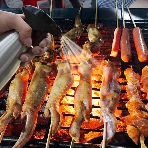 500 ml oliesprøjte i rustfrit stål, tom flaske, eddikeflaske, oliedispenser til madlavning, salat, grill, køkkenredskab