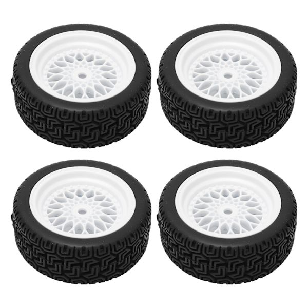 4 kpl 1/10 RC-kumiset, korkea kulutuskestävyys, hyvä pito, vakaa RC-kumipyöräsarja 1/10 RC-autoille, valkoinen