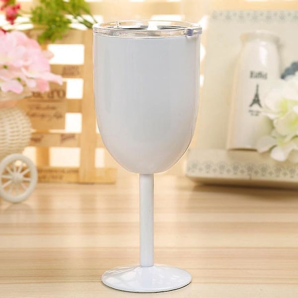 Isolerad Vinglas i Rostfritt Stål med Lock Premium Färgglad Goblet för Rött Vin 1 Styck