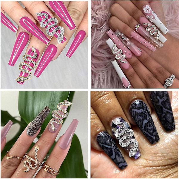 10 st ormformade nagelkonstberlocker med strass och guldspikar - DIY nagelkonstdekorationer