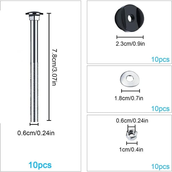 10-pakke trampoline-tilbehør for trampolinestolper, trampolineavstandsstykker, trampolinefesteskruer Black