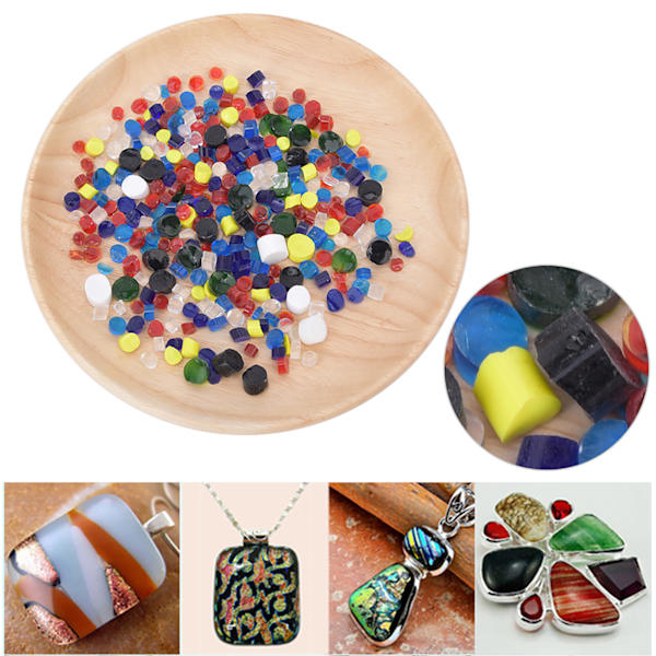 Millefiori-glas blandad färg termisk smältning färgad glasyr för dekoration smält glasblock kit 100g
