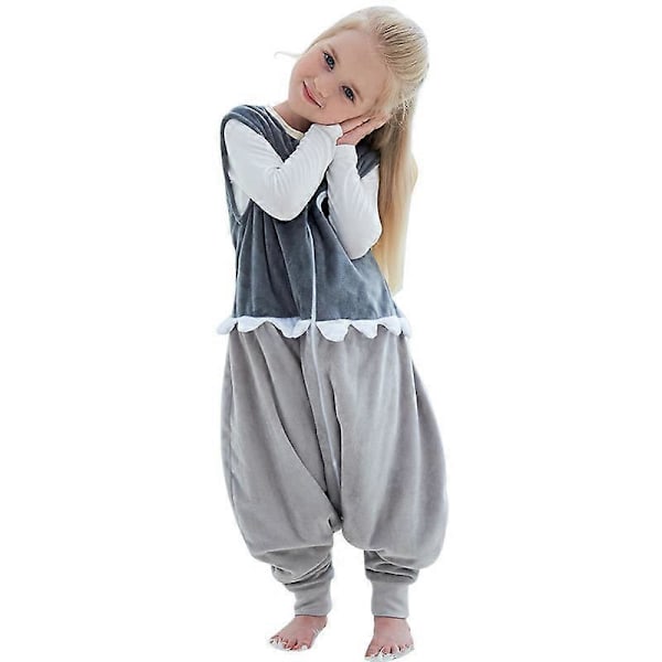Grå Børne Sovepose Med Ben Varme Pyjamas, Piger Drenge Sovepose 5-6 År