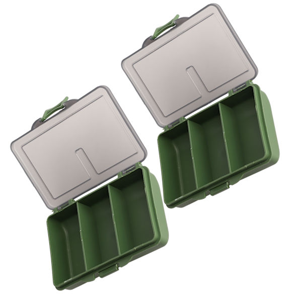 2 stk. fiskekrog agn gadget boks mini PP opbevaringsboks etui til fiskegrej tilbehør 3 rum