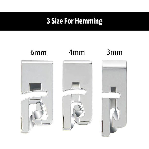 Sæt med 3 smalle sømme til symaskine (3 mm, 4 mm og 6 mm)